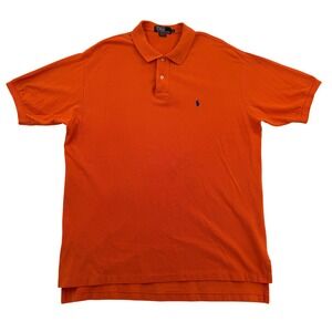 Polo Ralph Lauren Mens XL Orange Short Sleeve Pique Cotton Polo Shirt Blue Pony